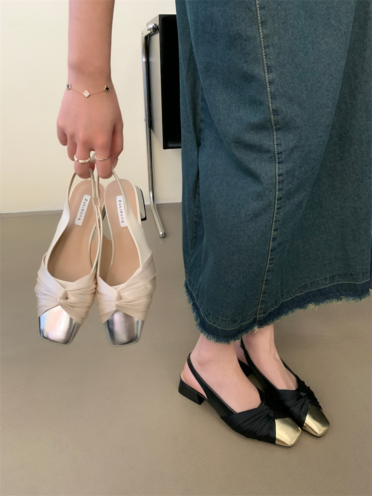 2024 Spring Summer French Style Chunky Heel Mary Jane Shoes for Women, Square Toe Slip On Low Top Casual Shoes
