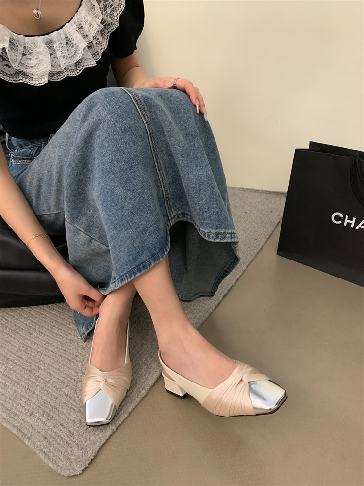 2024 Spring Summer French Style Chunky Heel Mary Jane Shoes for Women, Square Toe Slip On Low Top Casual Shoes - Image 4
