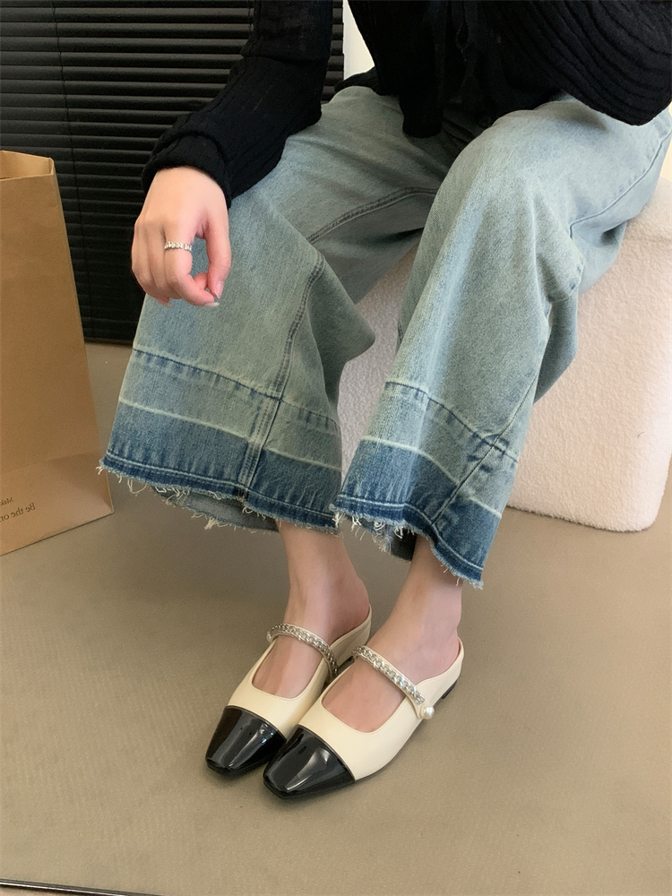 2024 Summer New Retro Chain Mary Jane Slip-On Low Heel Women's Shoes with Hidden Height Increase - Image 4