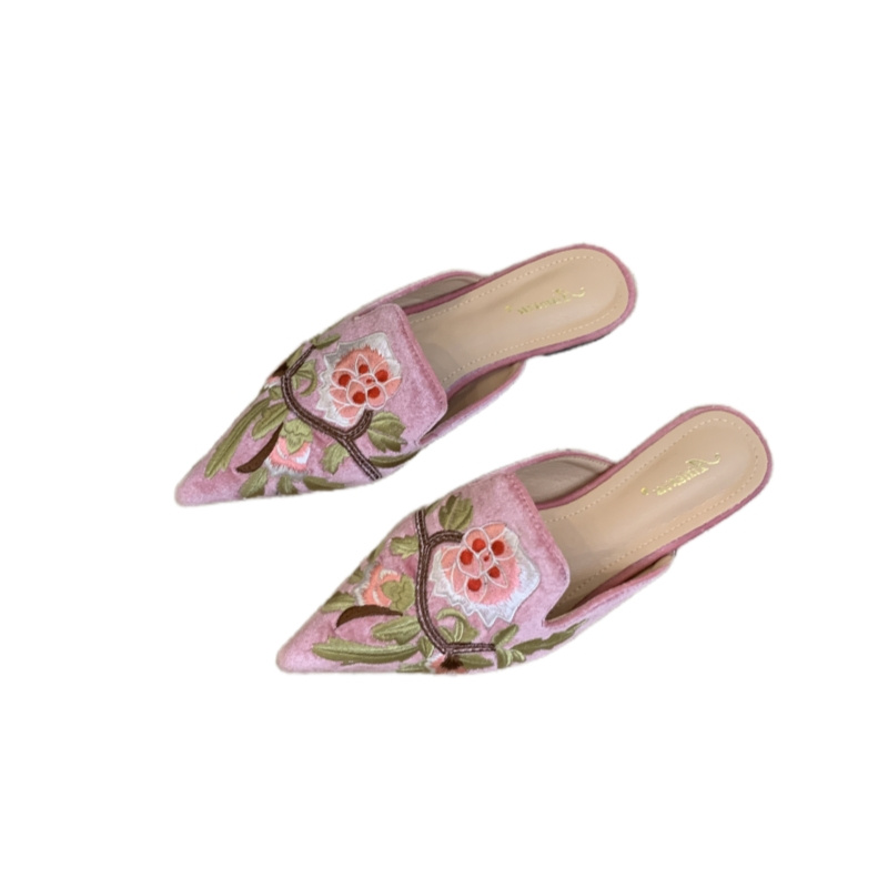 2026 Spring Ethnic Style Women's Flat Pointed Toe Slippers with Embroidery, Sizes 35-41 - Image 5