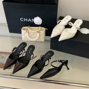 2026 Spring Women's Pointed Toe Slingback Heeled Mules 35-40