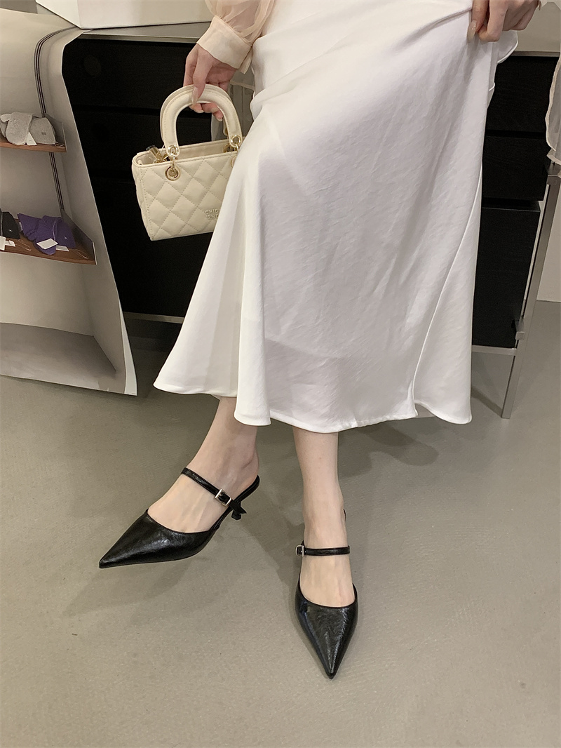 2026 Spring Women's Pointed Toe Slingback Heeled Mules 35-40 - Image 2