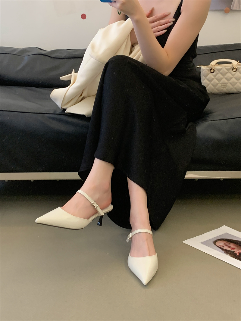 2026 Spring Women's Pointed Toe Slingback Heeled Mules 35-40 - Image 4