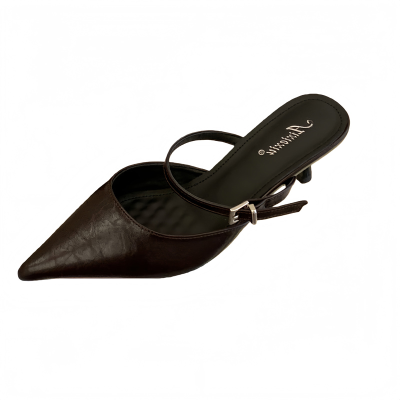2026 Spring Women's Pointed Toe Slingback Heeled Mules 35-40 - Image 5