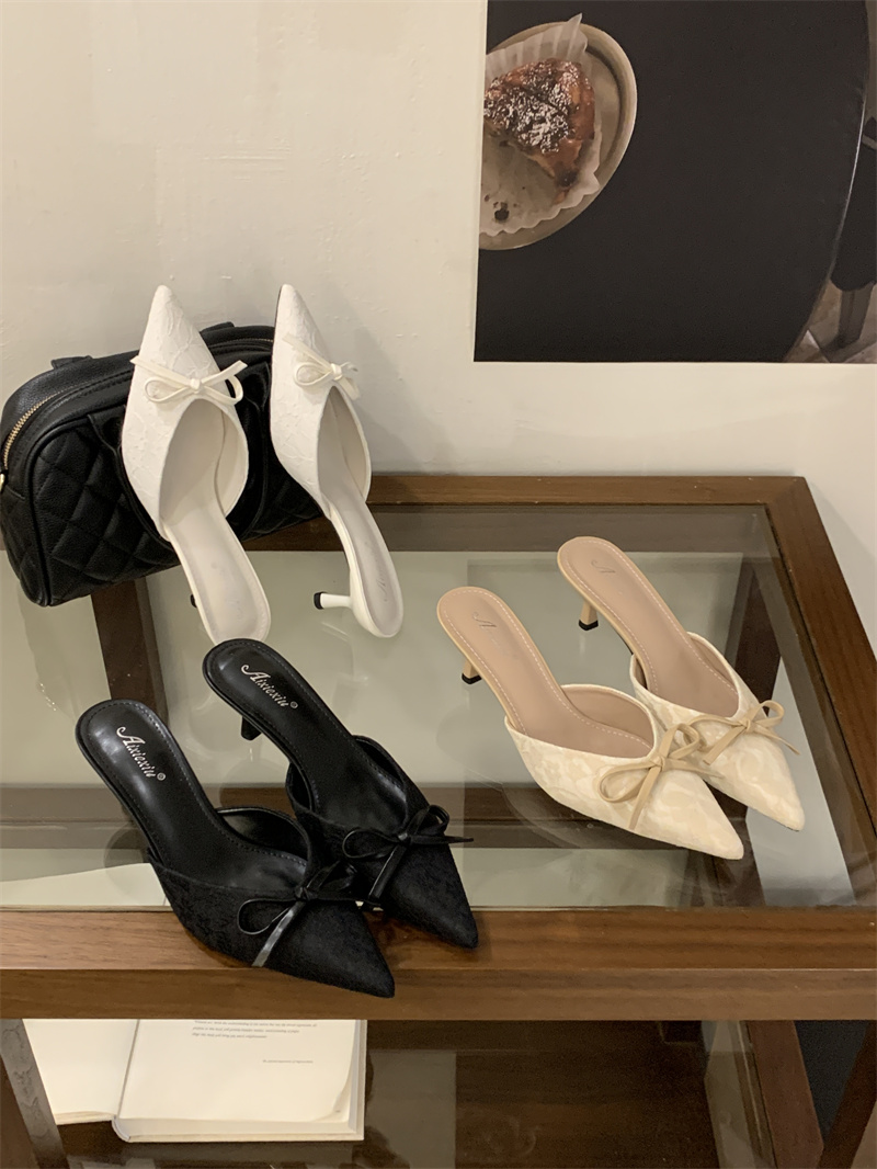2026 Spring Women's Pointed Toe Slippers with Thin Heels, 35-40