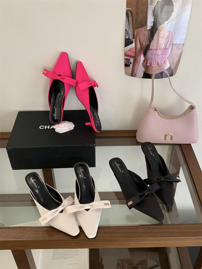 2026 Spring Women's Square Toe Slingback Heeled Slippers 35-40