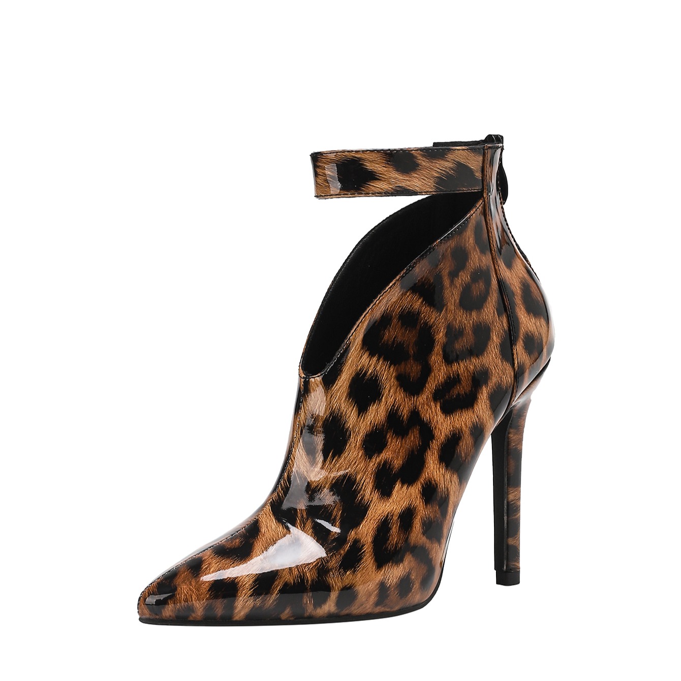 Crystal Leopard Print Zipper Decorated Pointed Toe 11cm Sexy Ultra High Heel Fashion Short Boots 3542 EU - Image 5