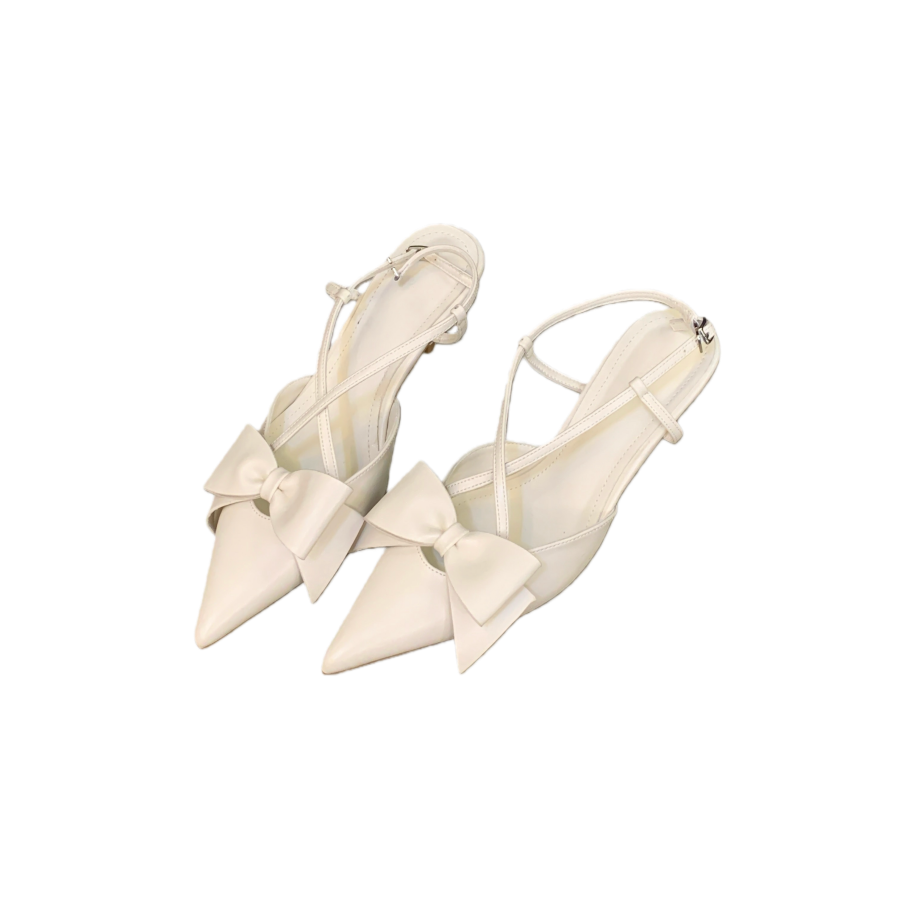 DIAIRIZ 2026 Summer New Women's Pointed Toe Thin Heel Bow Ankle Strap Closed Toe Sandals for Dresses - Image 5