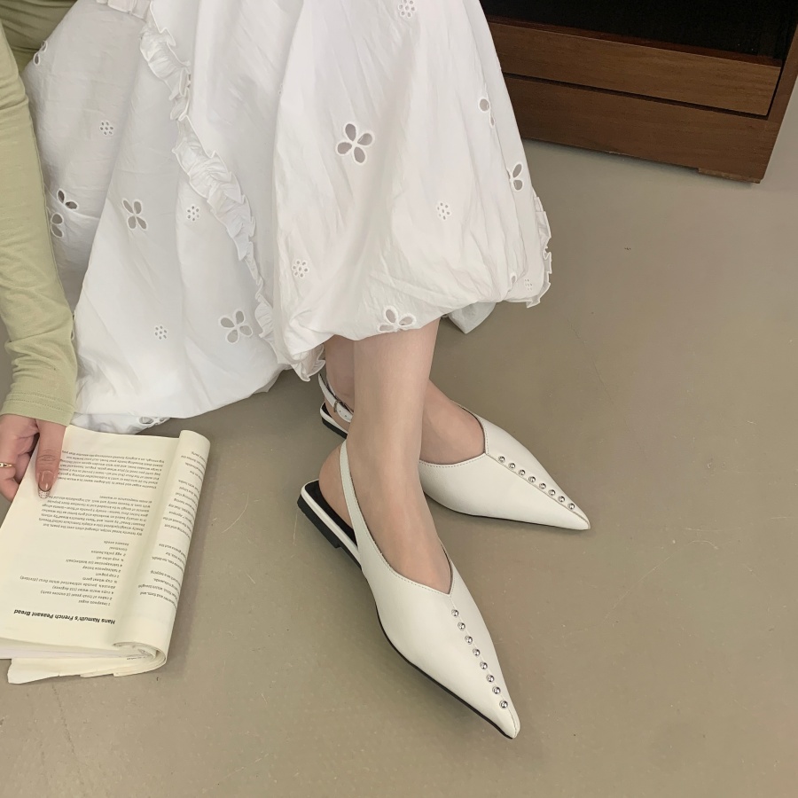 DIAIRIZ Women's Pointed Toe Flat Sandals 2026 New Spring Summer Bow Buckle Strap Closed Toe Shoes - Image 3