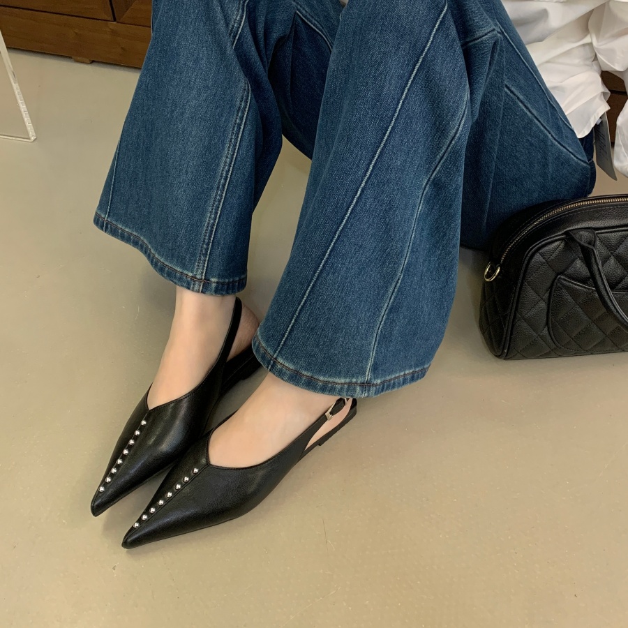 DIAIRIZ Women's Pointed Toe Flat Sandals 2026 New Spring Summer Bow Buckle Strap Closed Toe Shoes - Image 4
