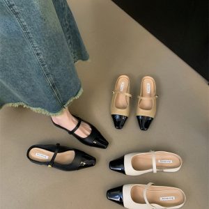 French Evening Breeze Elegant Closed-Toe Half Slippers for Women 2024 New Trendy Versatile Chic Chunky Heel Beautiful Sandals