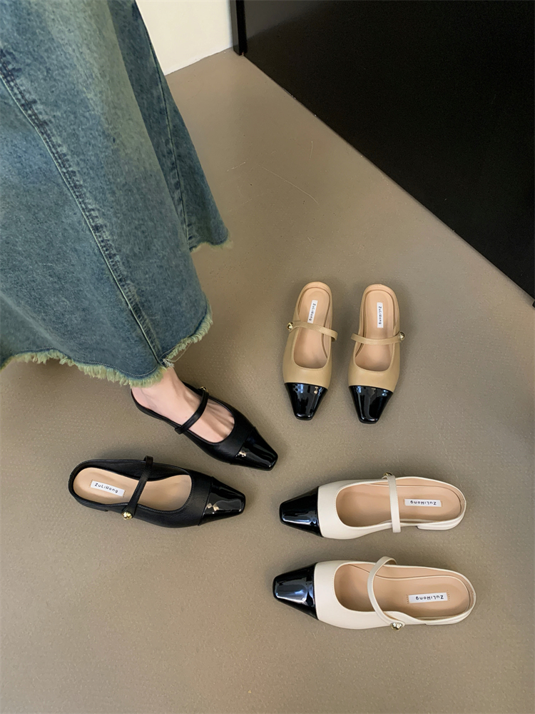 French Evening Breeze Elegant Closed-Toe Half Slippers for Women 2024 New Trendy Versatile Chic Chunky Heel Beautiful Sandals