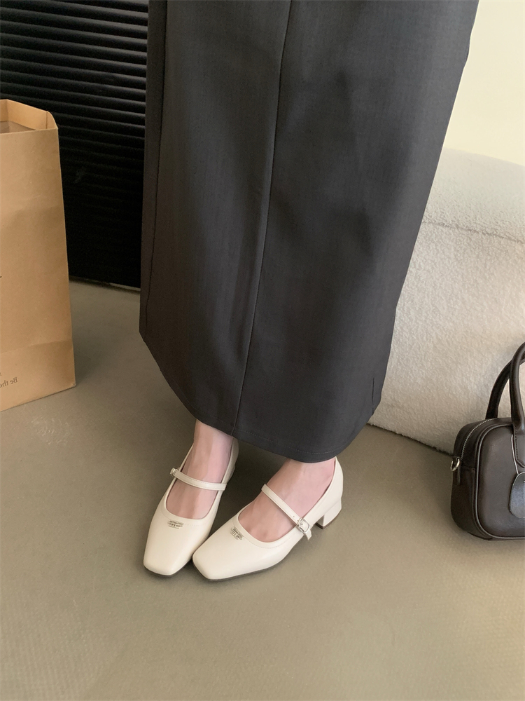 French Square Toe Mary Jane Shoes 2024 New Autumn Vintage Soft Fairy Style Chunky Heel Low Top Shoes - Image 2
