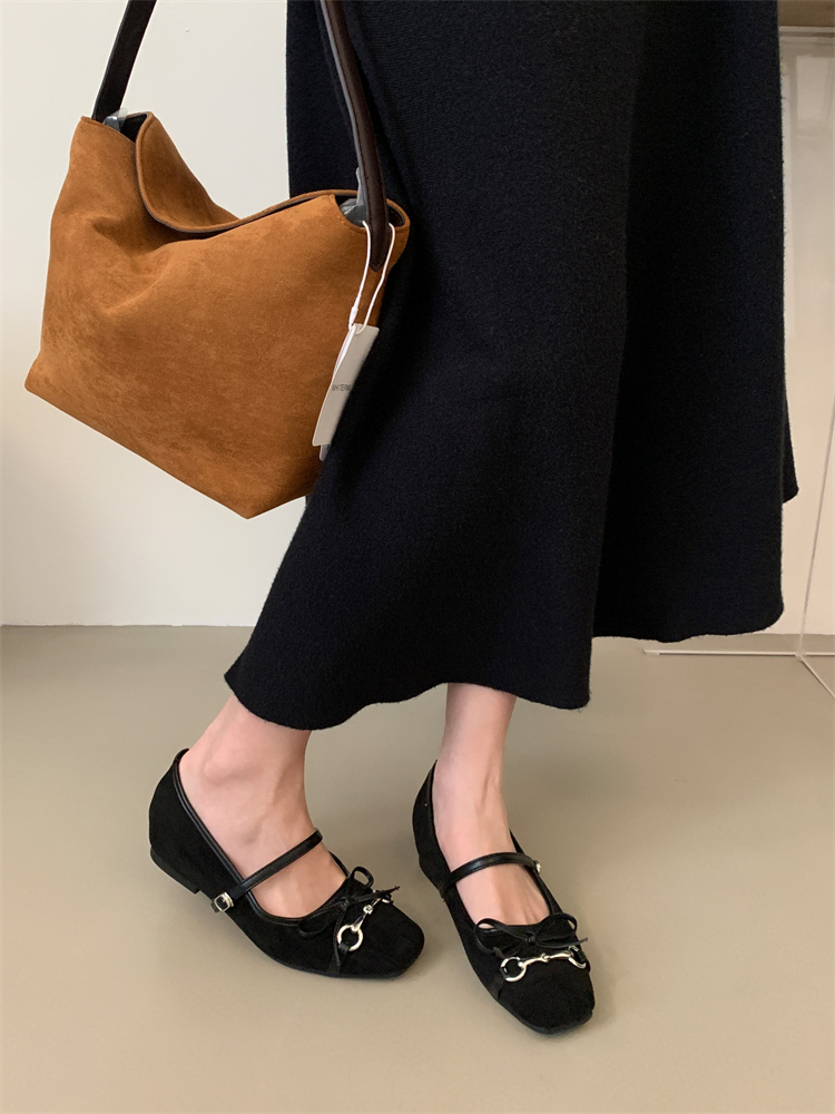 French Style Mary Jane Ballet Flats for Women 2024 Autumn New Chunky Heel Buckle Shoes - Image 2