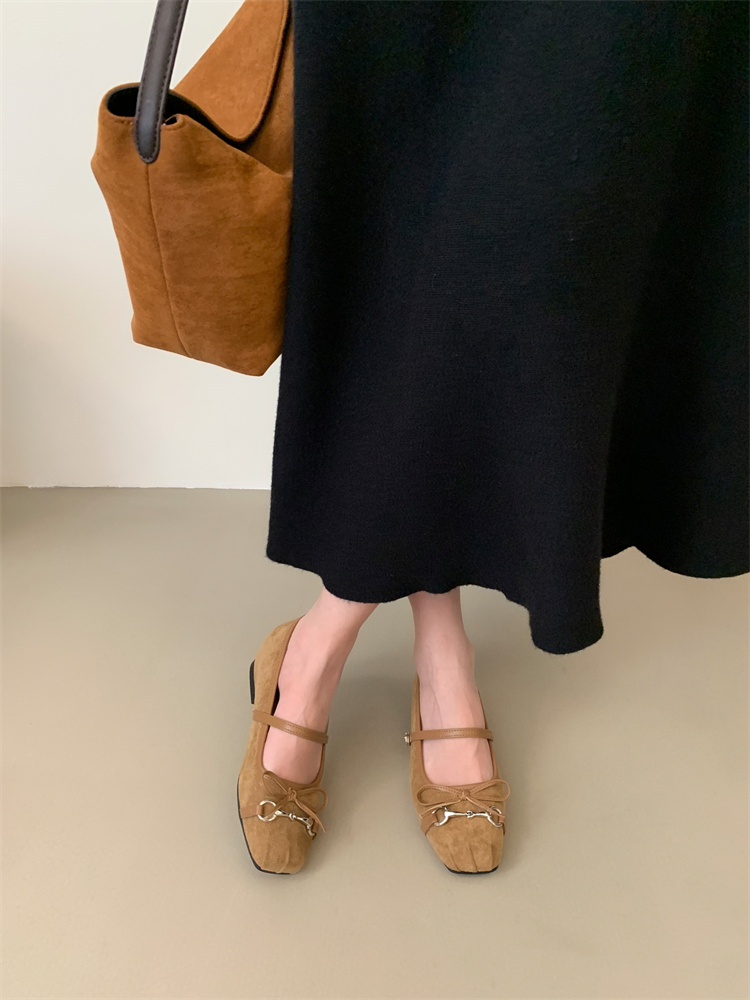 French Style Mary Jane Ballet Flats for Women 2024 Autumn New Chunky Heel Buckle Shoes - Image 3
