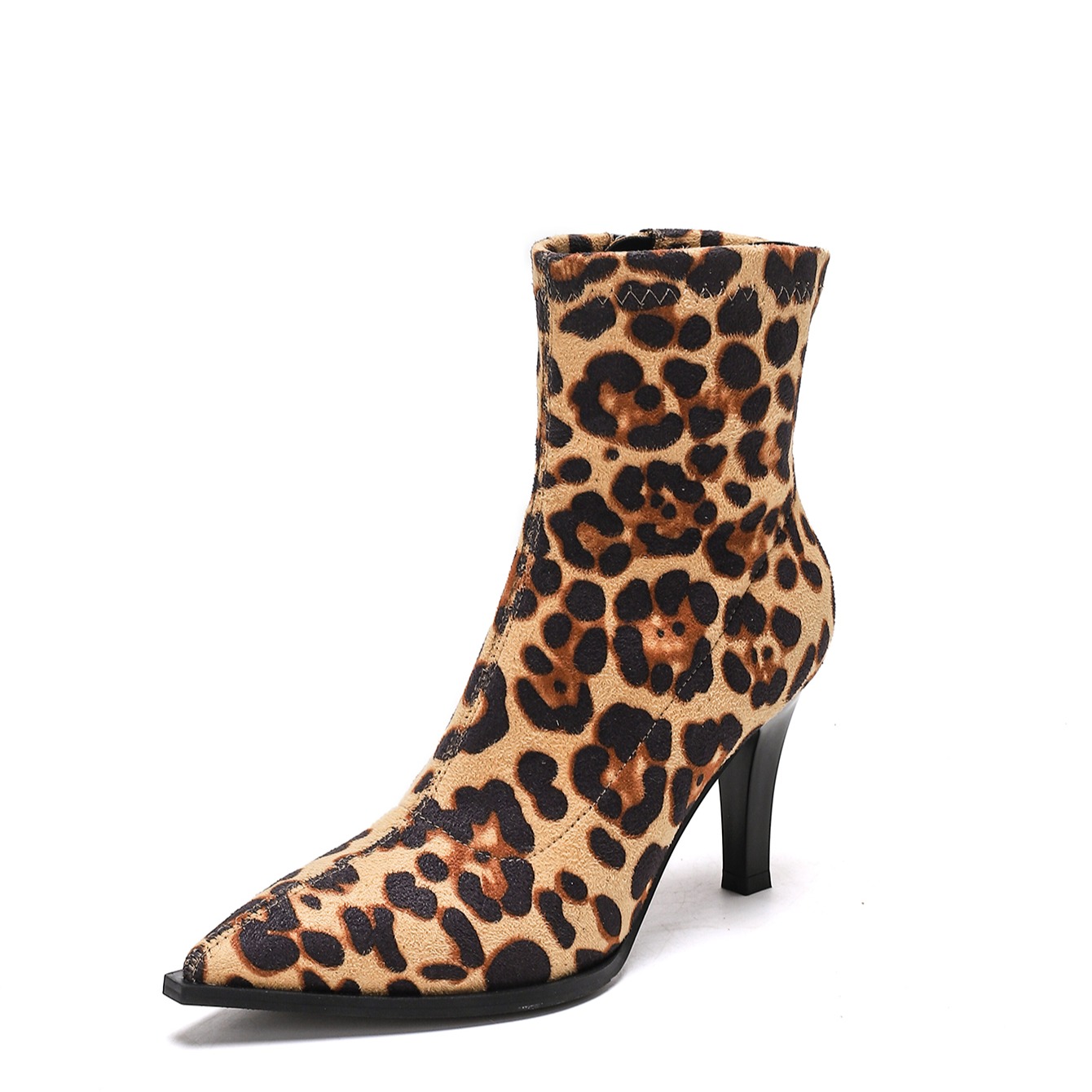 Leopard Print Pointed Toe 8cm Stiletto Heel Women's Fashion Ankle Boots Size 42 - Image 5