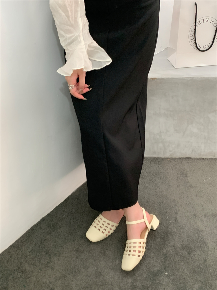 Retro Brown Evening Hollow Out Mary Jane Shoes for Women 2024 Fall French Fairy Chunky Heel Roman Shoes - Image 2