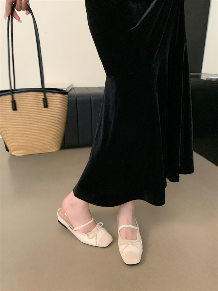 Silver Bow Ballet Flat Women Summer Slip-On Low Heel Mary Jane Shoes - Image 4